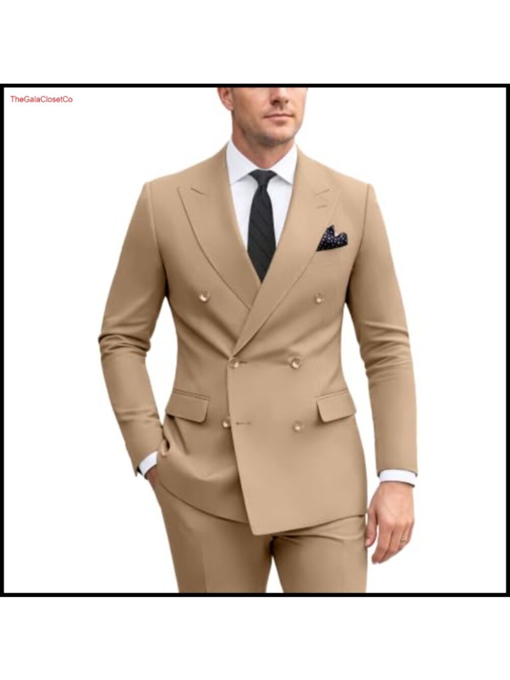 Men's 2-Piece Double-Breasted Slim Fit Suit Set Jacket & Pants